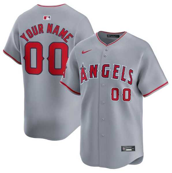 Men%27s Los Angeles Angels Active Player Custom Gray Away Limited Baseball Stitched Jersey